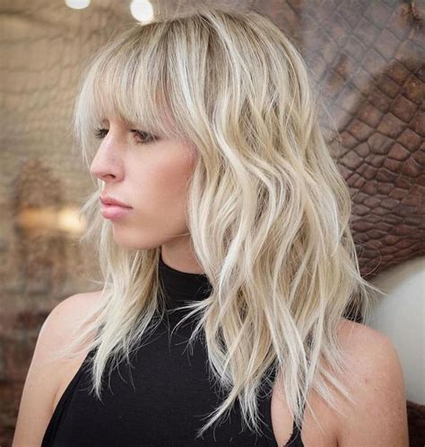 blonde haircut with bangs|medium blonde haircuts with bangs.